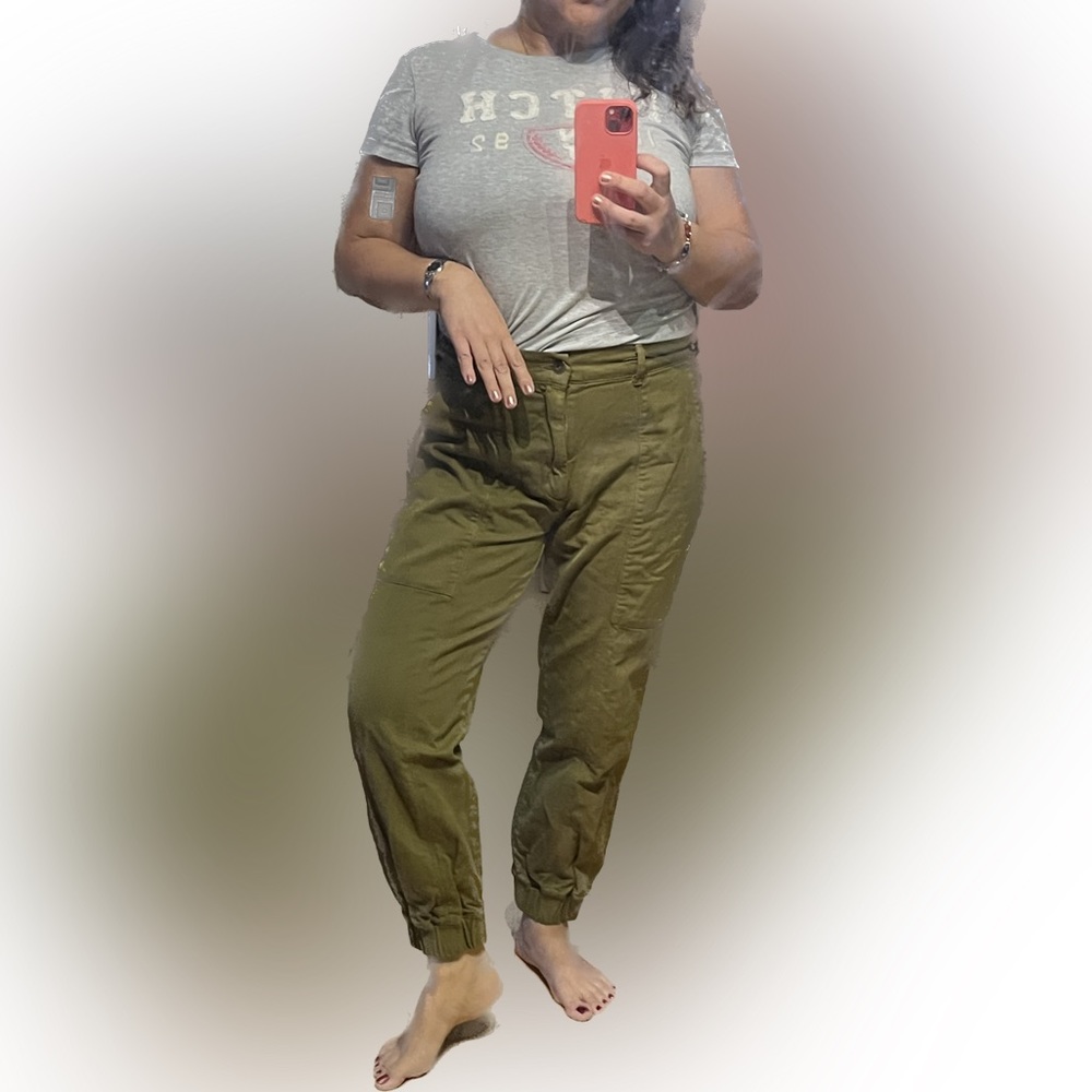 SERRA Khaki Pants Ankle OLIVE OIL Wash Fatigue Camo Parachute Trouser Utility M
